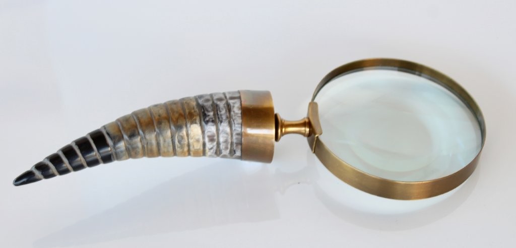 Large Brass Magnifying Glass Horn Handle